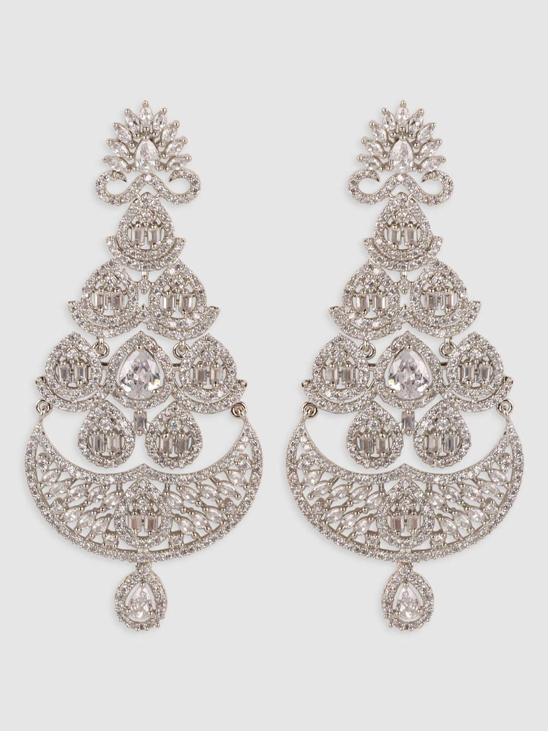 Sterling Silver And Cubic Zirconia Triangle Shaped Chandelier Earrings –  JewelryAffairs